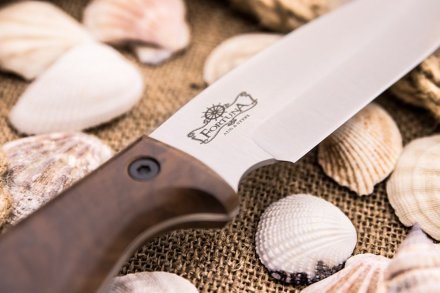 Нож Kizlyar Supreme Fortuna AUS-8 (StoneWash, Walnut Handle, Leather Sheath)