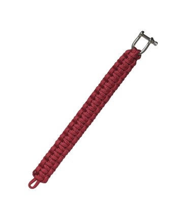 Браслет из паракорда 15 мм, красный, стальная пряжка, р.XL
