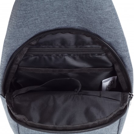 Рюкзак TORBER с одним плечевым ремнем, серый, полиэстер 300D (ткань катионик), 33 х 17 х 6 см (T062-GRE)
