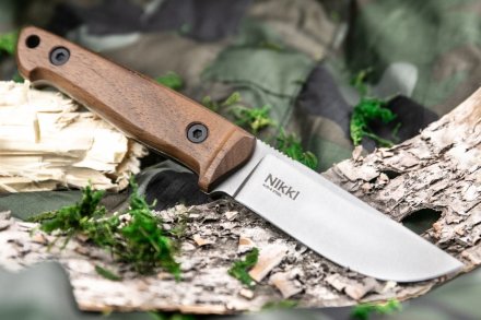 Нож Kizlyar Supreme NIKKI AUS-8 SW WH LS (StoneWash, Walnut Handle, Leather Sheath)