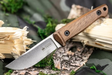 Нож Kizlyar Supreme NIKKI AUS-8 SW WH LS (StoneWash, Walnut Handle, Leather Sheath)