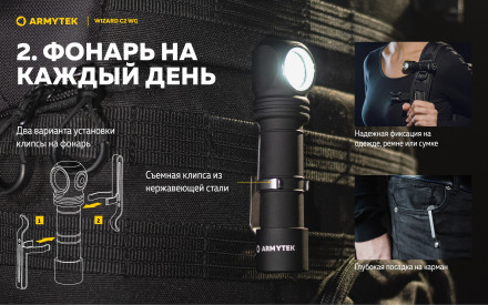 Фонарь Armytek Wizard C2 WG Magnet USB Белый