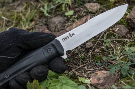 Нож Kizlyar Supreme DELTA 420HC SW BKH LS (StoneWash, Black Kraton Handle, Leather Sheath)