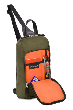 Рюкзак однолямочный SWISSGEAR зеленый/оранжевый 4л (3992606550)