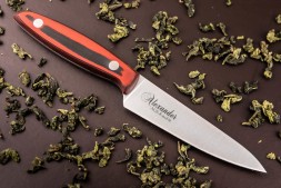 Нож кухонный Alexander SMALL AUS-8 S (Satin, Black-Red G10 Handle)
