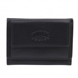 Мини-бумажник KLONDIKE Claim, натуральная кожа в черном цвете, 10,5 х 2 х 7,5 см