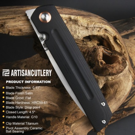 Нож складной Artisan Cutlery 1849P-BK Sirius (G10, сталь AR-RPM9)