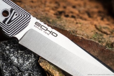 Нож Kizlyar Supreme ECHO K340 SW G10-BWH KS (StoneWash, G10 Black-White Handle, Kydex Sheath)