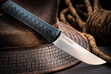 Нож Kizlyar Supreme STREAM VG-10 SW BH (StoneWash, Black Handle)