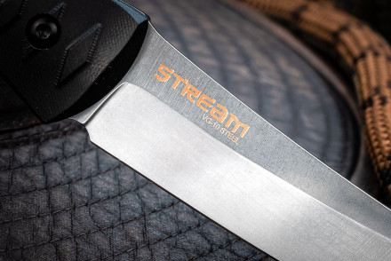 Нож Kizlyar Supreme STREAM VG-10 SW BH (StoneWash, Black Handle)