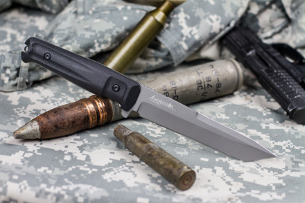 Нож Kizlyar Supreme Aggressor AUS-8 TW BKH Black (TacWash, Black Kraton Handle, Black MOLLE Sheath)