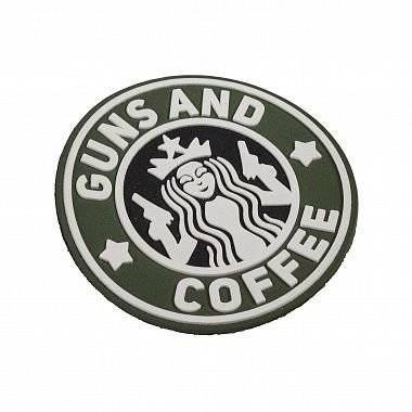 Патч ПВХ GUNS AND COFFEE 79x79 (олива)
