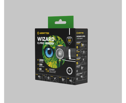 Фонарь Armytek Wizard C1 Pro Magnet USB White (1000 Lumen, 1х18650, белый свет)
