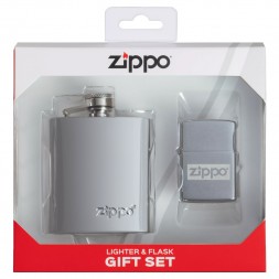 Подарочный набор ZIPPO 49358: фляжка 89 мл и зажигалка в коробке с подвесом