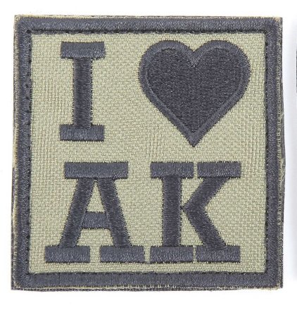 Патч I Love AK (6 см олива/черный)