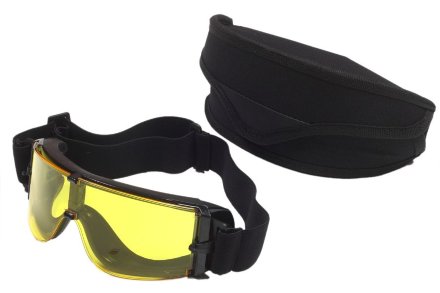 Тактические очки (черная оправа, желтая линза, чехол), Китай