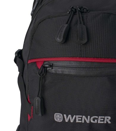 Рюкзак WENGER чёрный/красный, 23х18х47см, 22л (13022215)