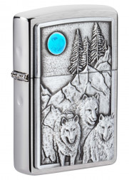 Зажигалка ZIPPO 49295 Wolf Pack &amp; Moon Emblem