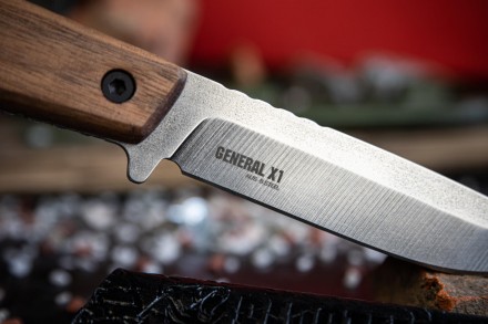 Нож Kizlyar Supreme General X1 AUS-8 SW (Stonewash, Дерево, кожаный чехол)