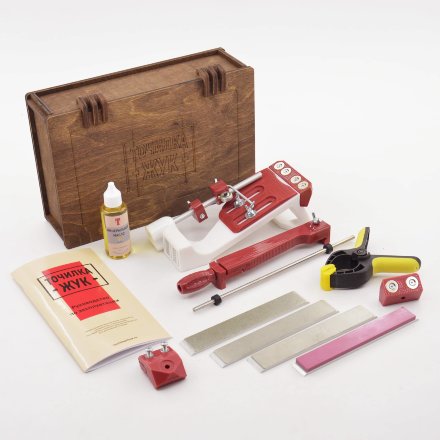 Точилка для ножей ЖУК в ящике (Красный рубин 3000, ЖУК 240, 600, 1000)