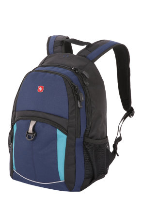 Рюкзак WENGER 15, синий/черный/бирюзовый, 600D, 33x15x45, 20л (3191203408)