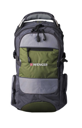 Рюкзак WENGER серый/зеленый/серебристый, п/э 1200D PU, 23х18х47 см, 22 л (13024415)