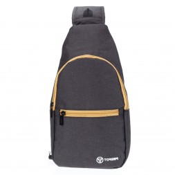 Рюкзак TORBER с одним плечевым ремнем, чёрный/бежевый, полиэстер 300D, 33 х 17 х 6 см (T062-BEI)