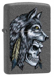 Зажигалка ZIPPO 29863 Wolf Skull Feather Design